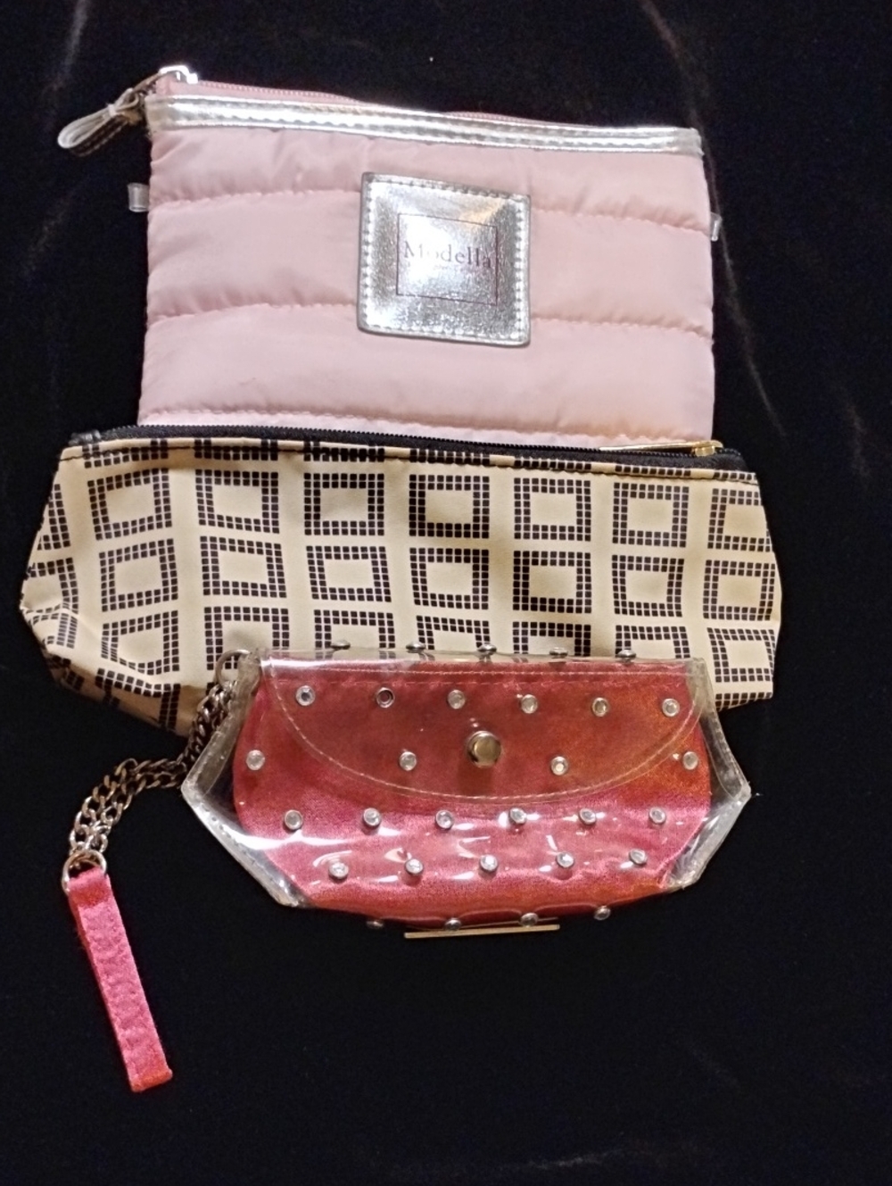 Dell Pink Quilted Cosmetic Pouch with Silver Trim